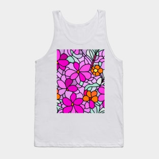 Pink and orange Flower Abstract Art - Stained Glass Tank Top